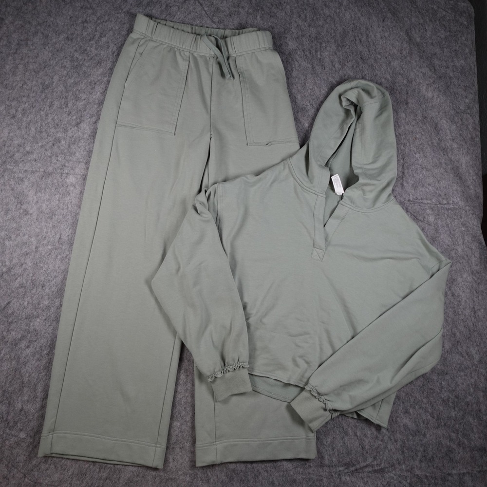 Yogalicious Set Women Small Green Modal Terry Vanessa Pants Cali Breeze Hoodie